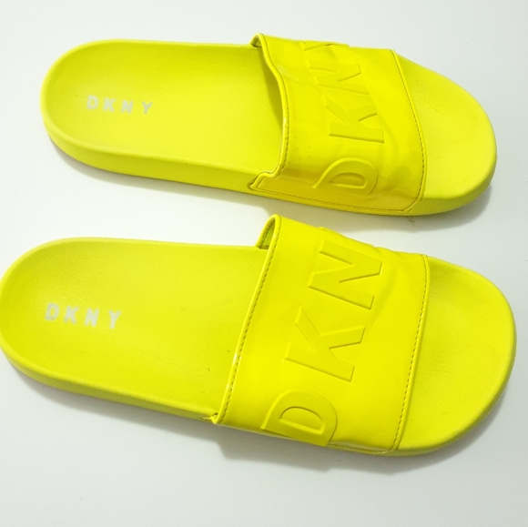 DKNY neon yellow zinna slides size 9 AUS - Picture 5 of 11